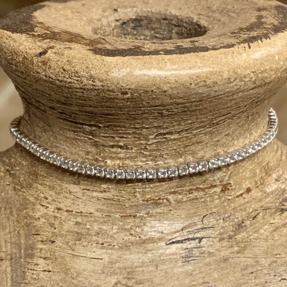 Silver and CZ Adjustable Tennis Bracelet - Picture 1 of 7